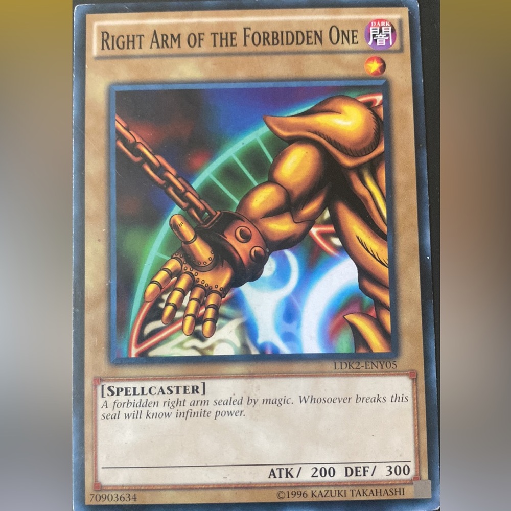 Right arm of the forbidden one YuGiOh card